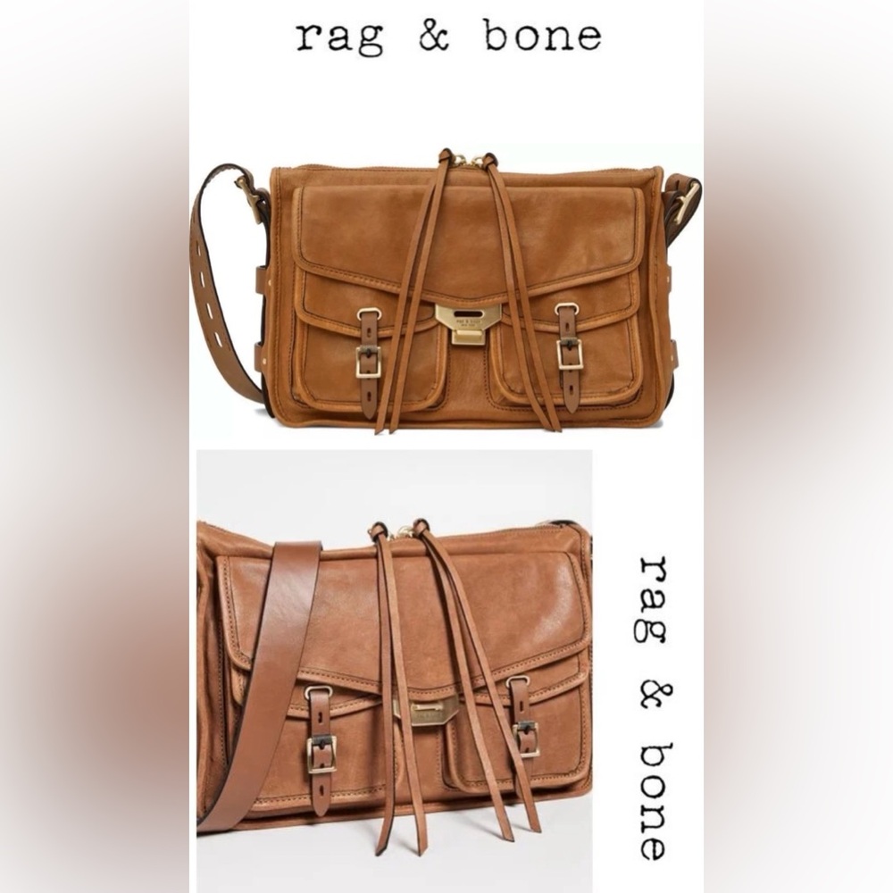 Rag & Bone Field Leather Messenger Bag in beautiful camel / tan / brown color